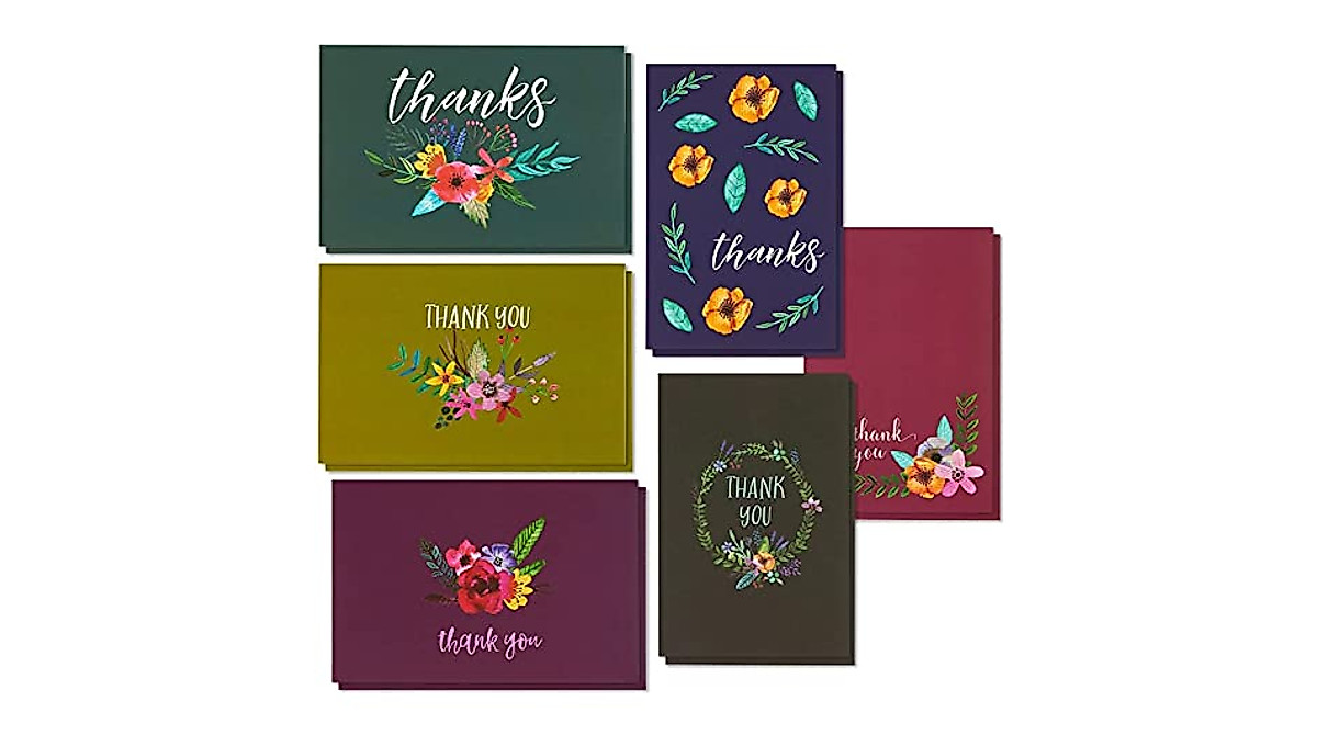 32 Thank You Cards With Envelopes Matching Stickers And