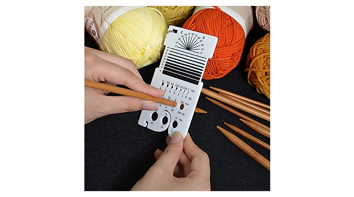 UPTTHOW Knitting Needle Gauge for Precise Yarn & Needle Measurement
