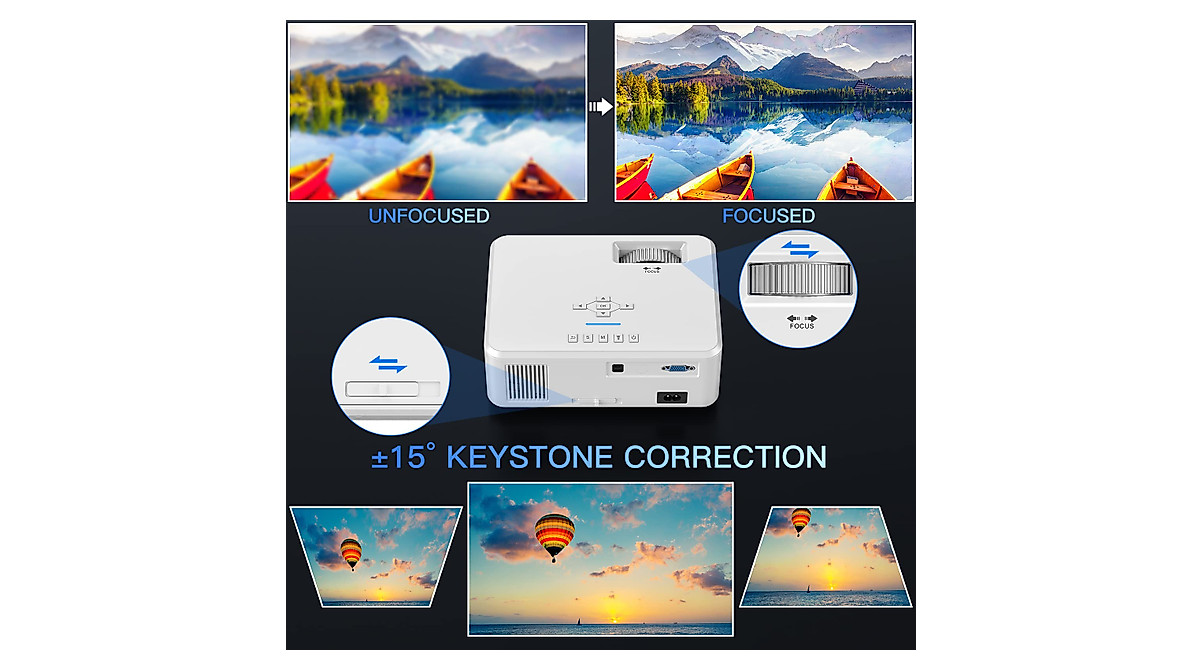 Pericat 1080P 4K Portable Projector with WiFi & Bluetooth