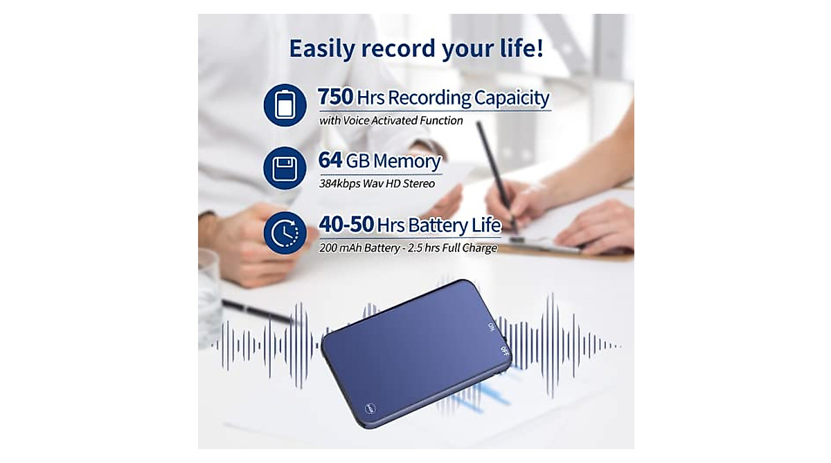 Vormooi 64GB Voice Recorder - High-Quality Audio & Long Battery Life