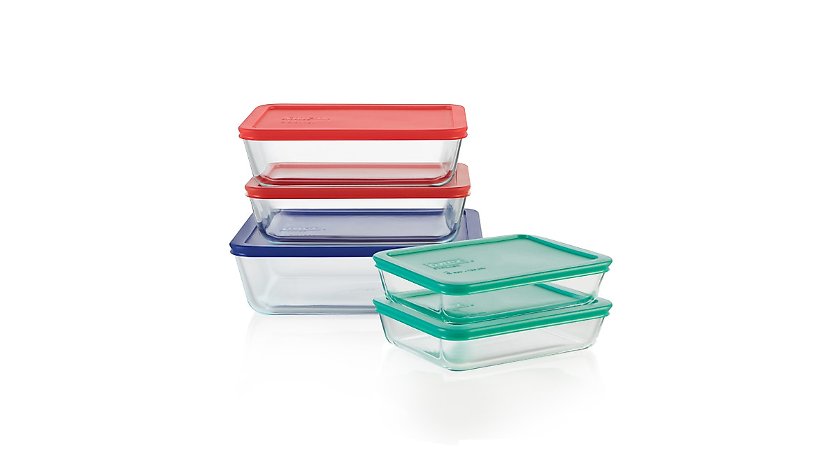 Pyrex Simply Store 10-Piece Glass Food Storage Set - Kitchen Organizer