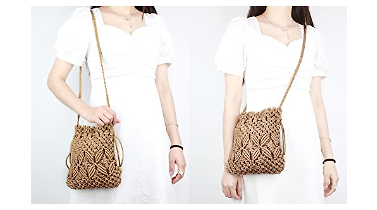 Meyaus Women's Mini Crochet Crossbody Bag - Cotton Handwoven Drawstring Purse For Summer & Beach - View #8