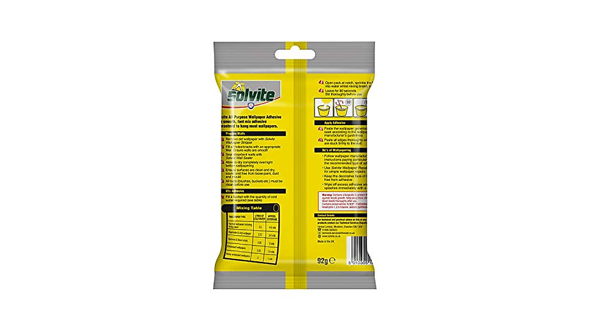 Solvite All-Purpose Wallpaper Adhesive - Reliable Wall Covering Glue