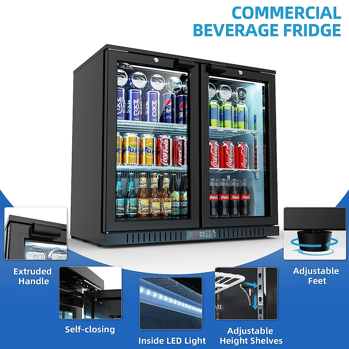 JAECOOL Commercial Beverage Cooler | 7.0 cu ft Glass Door