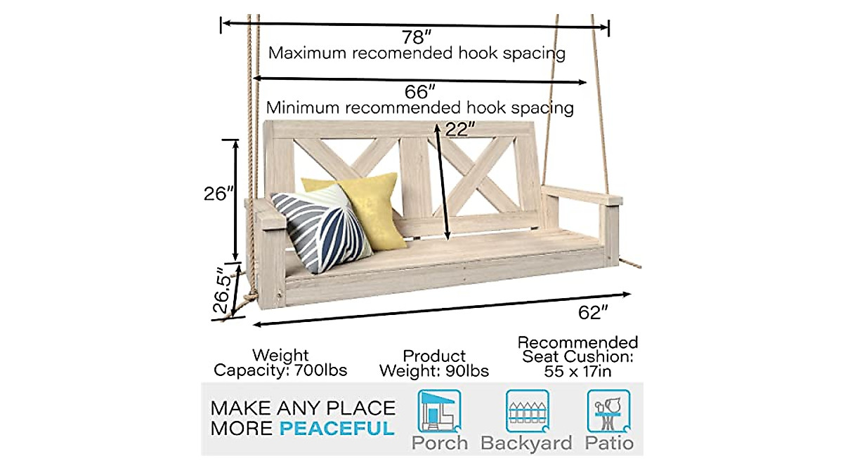 Durable Porchgate Amish Heavy Duty 700 Lb Porch Swing