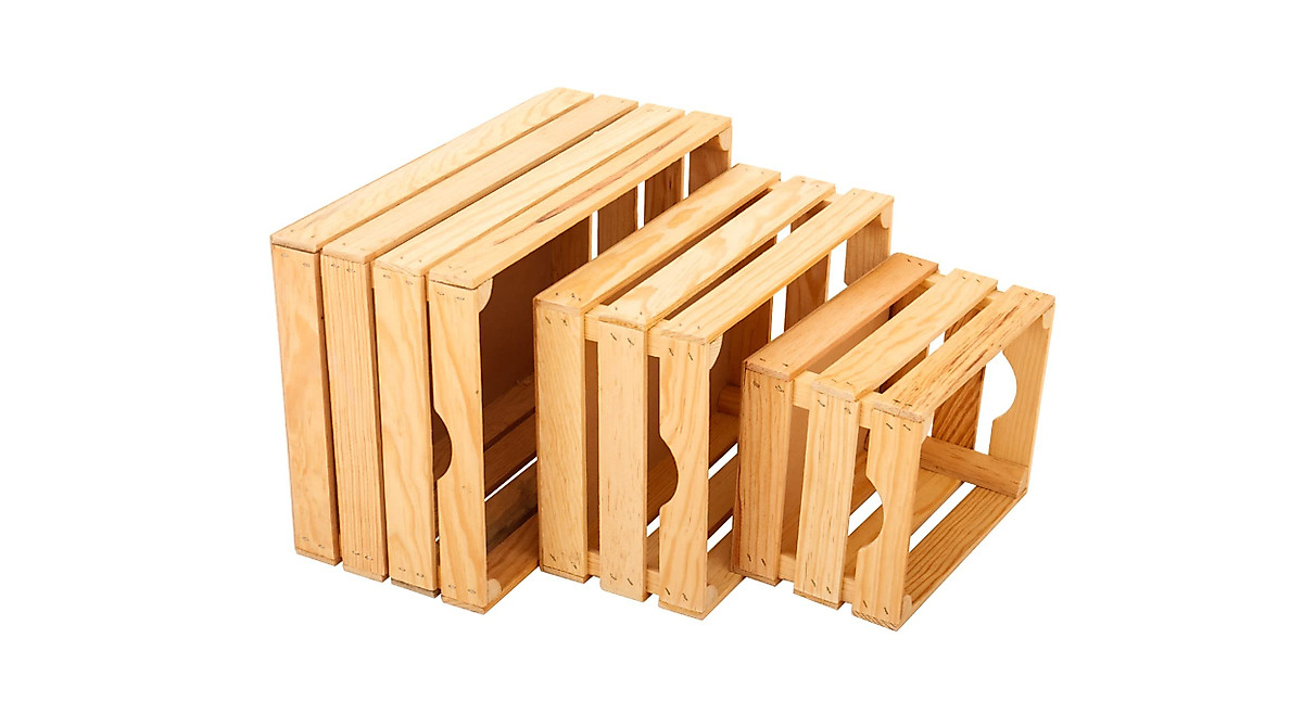 VINTAYARD Rustic Wood Crates Set for Home Decor & Storage