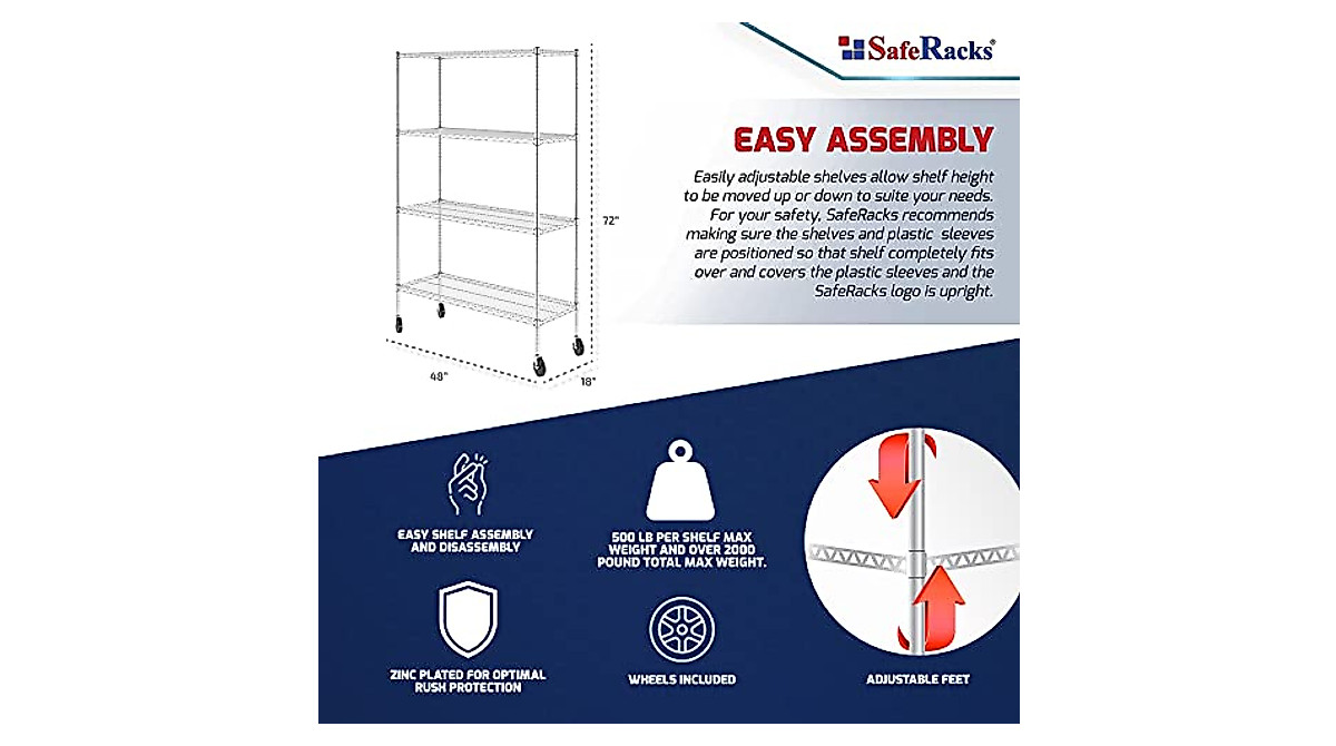 SafeRacks Heavy Duty Storage Shelves with Wheels