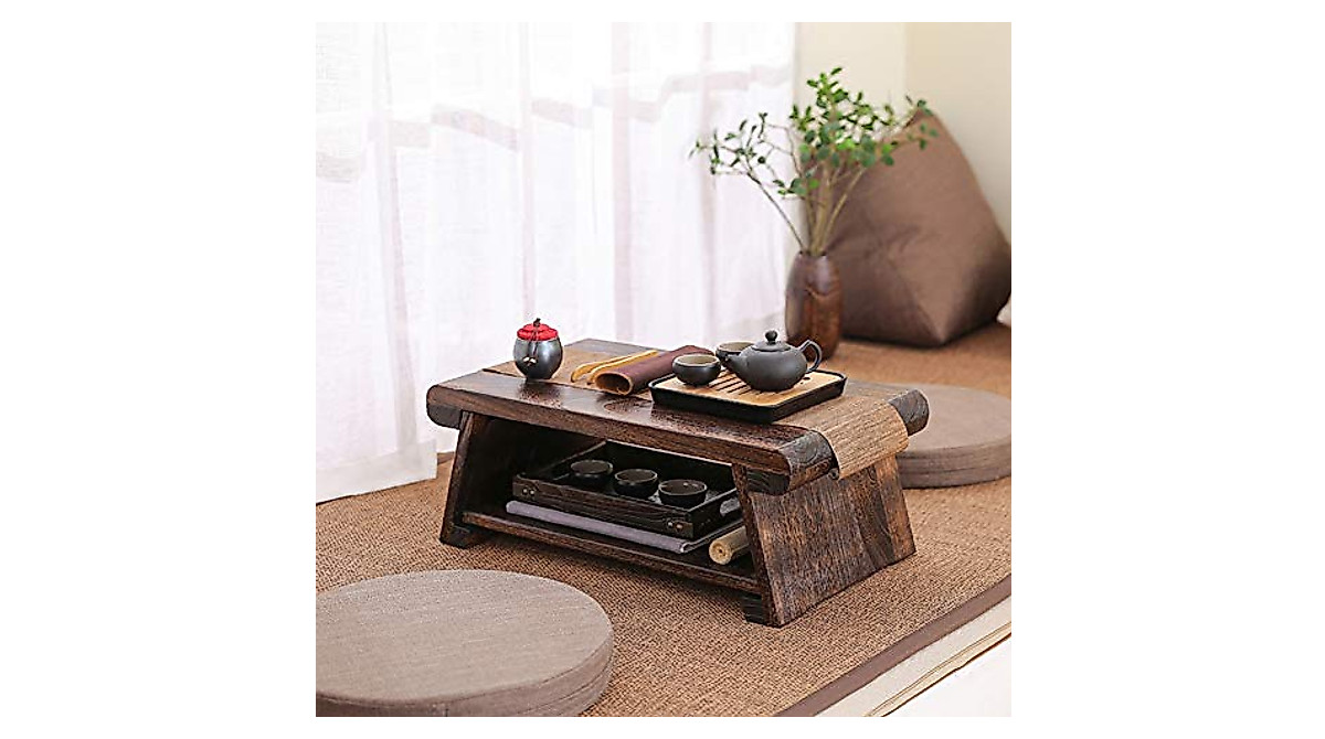 Japanese Antique Tea Table with Folding Legs - Authentic Asian Design