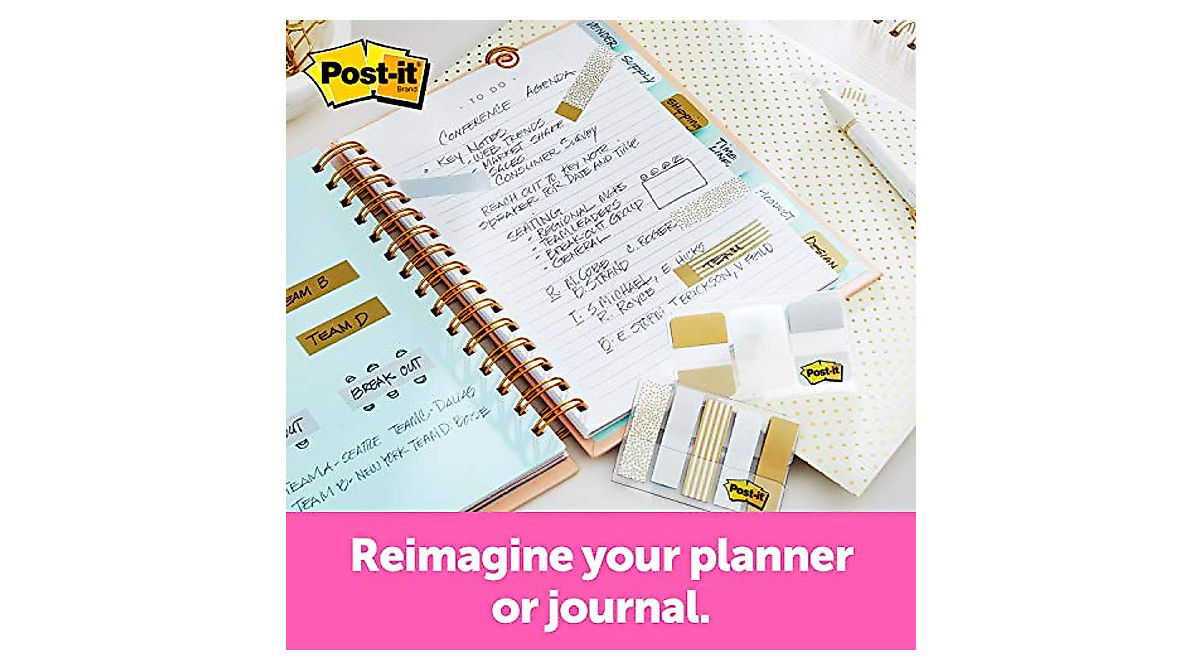 Post-it Metallic Flags - 100 Assorted Color-Coded Page Markers