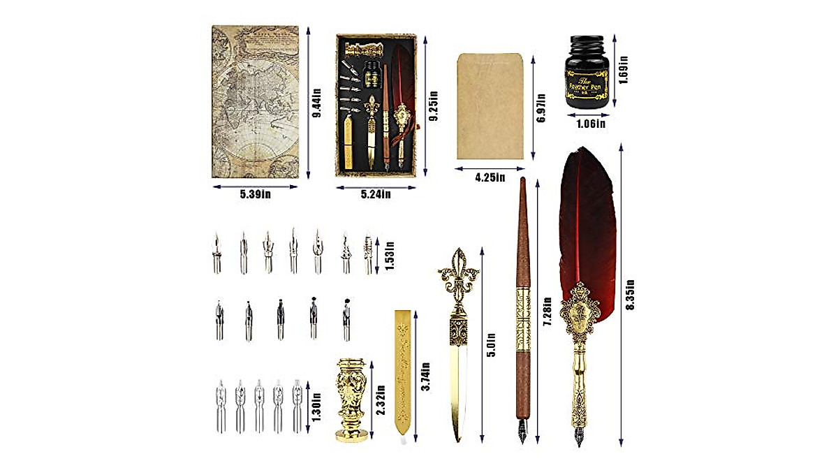 Feather Quill Pen Set - Vintage Calligraphy Kit