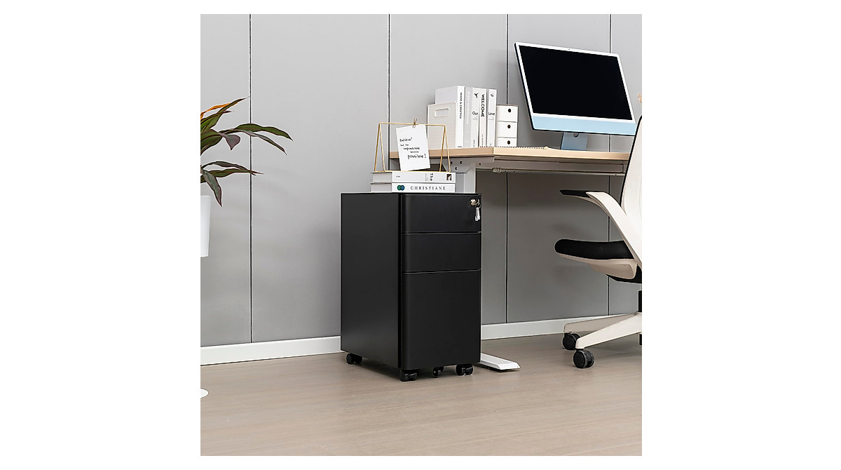 LVSTEEL Slim Vertical File Cabinet with Lock for Home Office