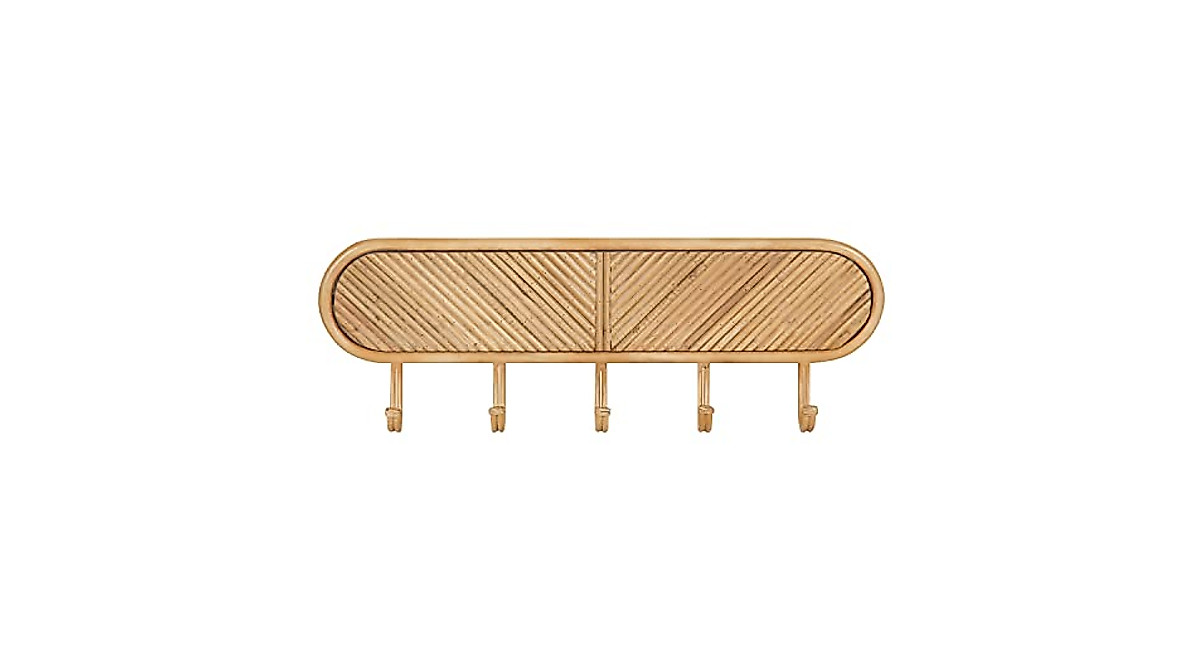 Kate and Laurel Tioga Boho Rattan Coat Rack - Stylish Wall Storage