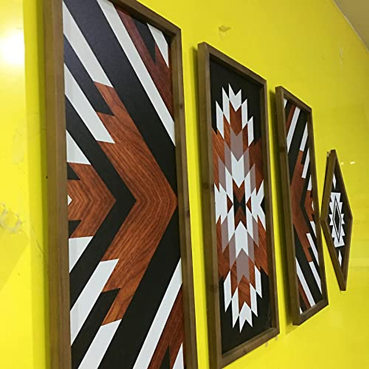 3-Piece Aztec Wood Wall Decor Set for Farmhouse & Boho Style