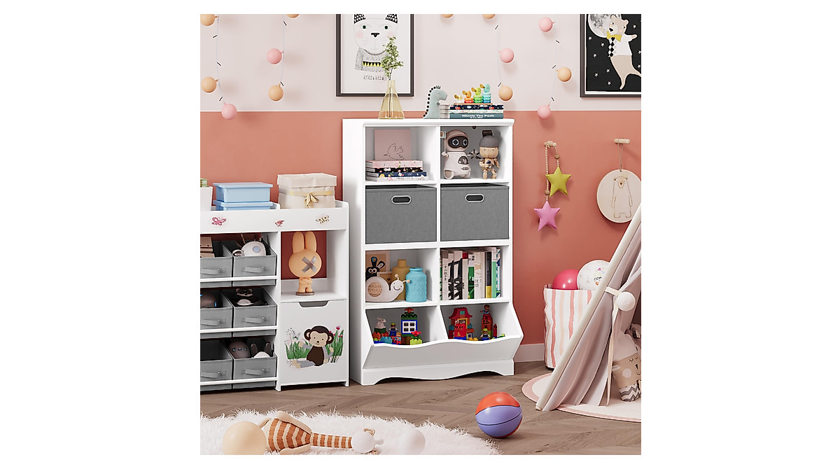 BOTLOG White Toy Storage Organizer - Kids Bookcase & Cubby Storage