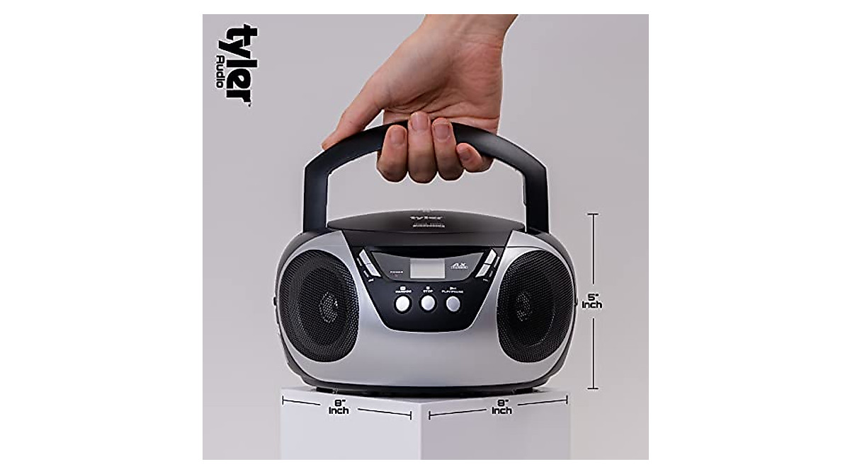 Tyler Portable CD Player Boombox - Compact AM/FM Radio & Aux Input