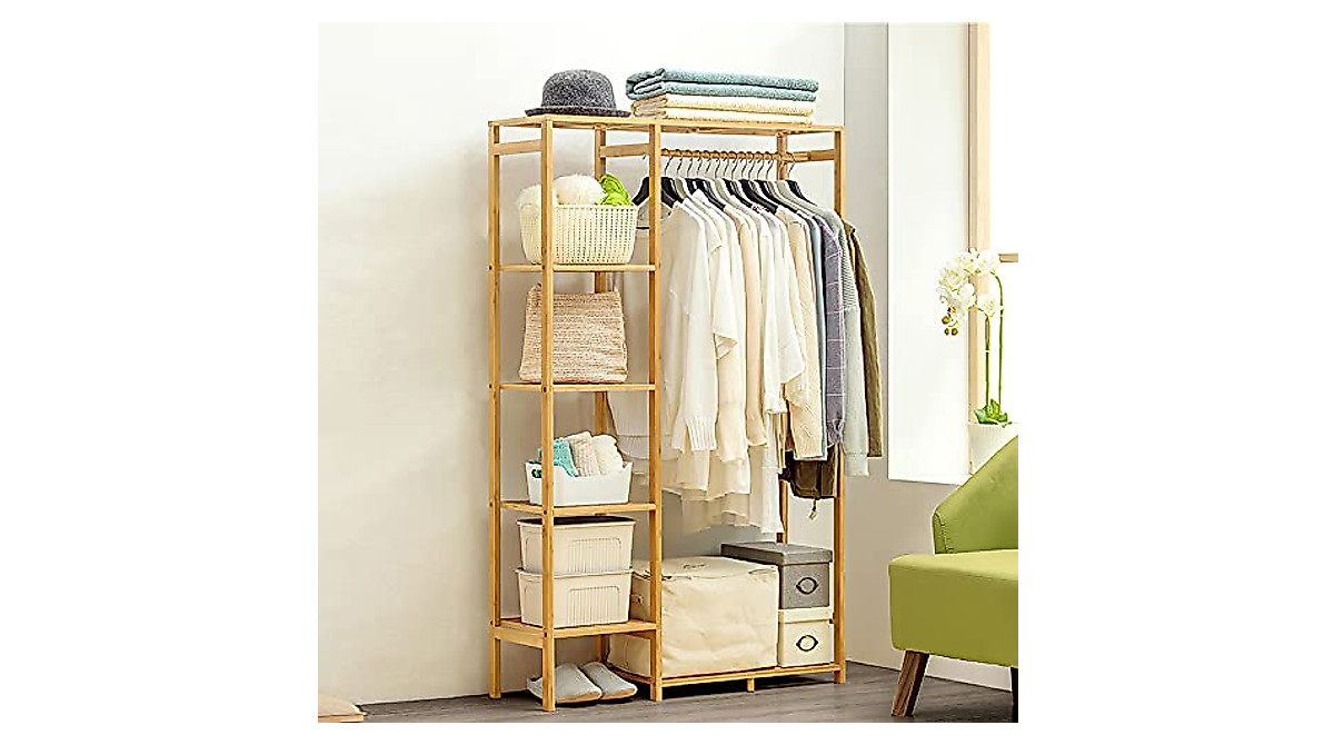 Jotsport Bamboo Clothing Rack - 6 Tier Storage Solution