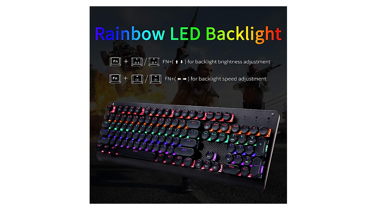 Retro Mechanical Gaming Keyboard with Blue Switch & LED Backlight