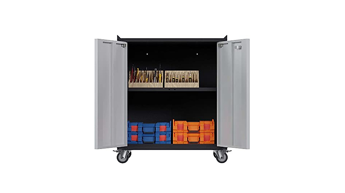 Lockable Mobile Storage Cabinet for Garage, Home & Office