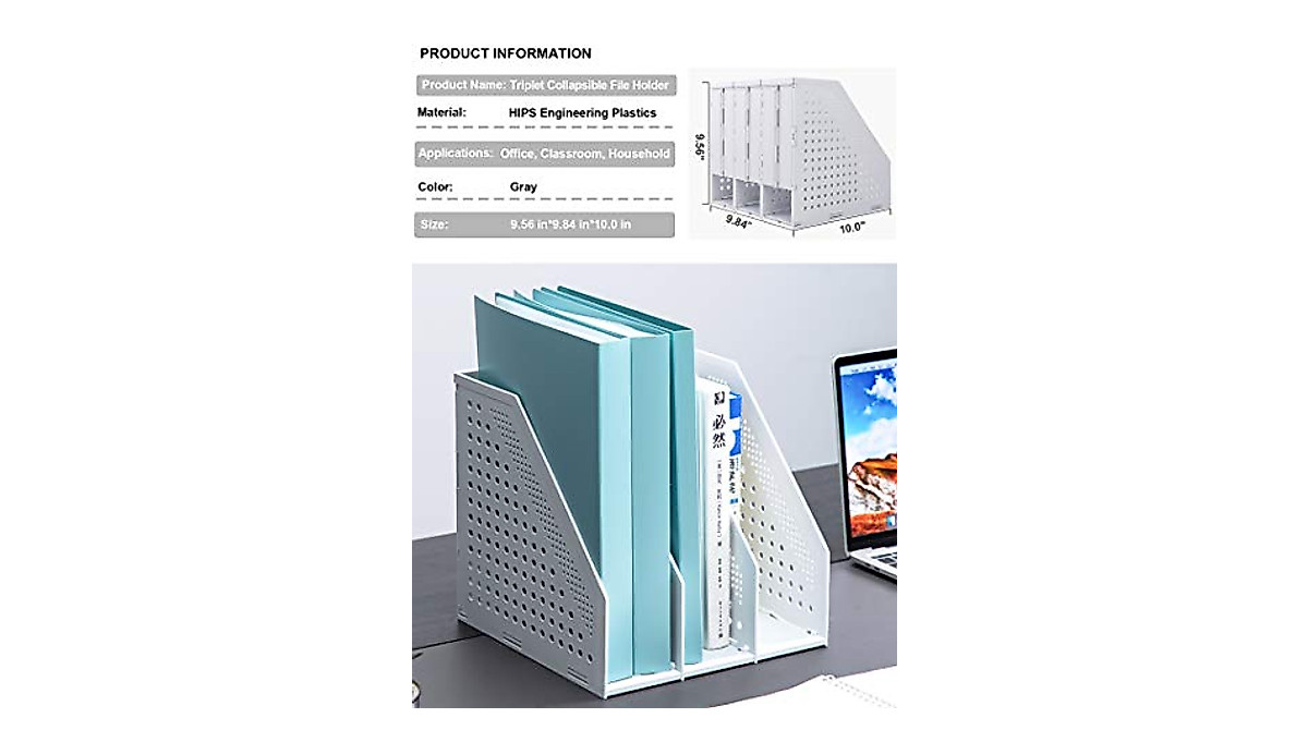 Leven Collapsible Magazine File Holder - Office Desk Organizer
