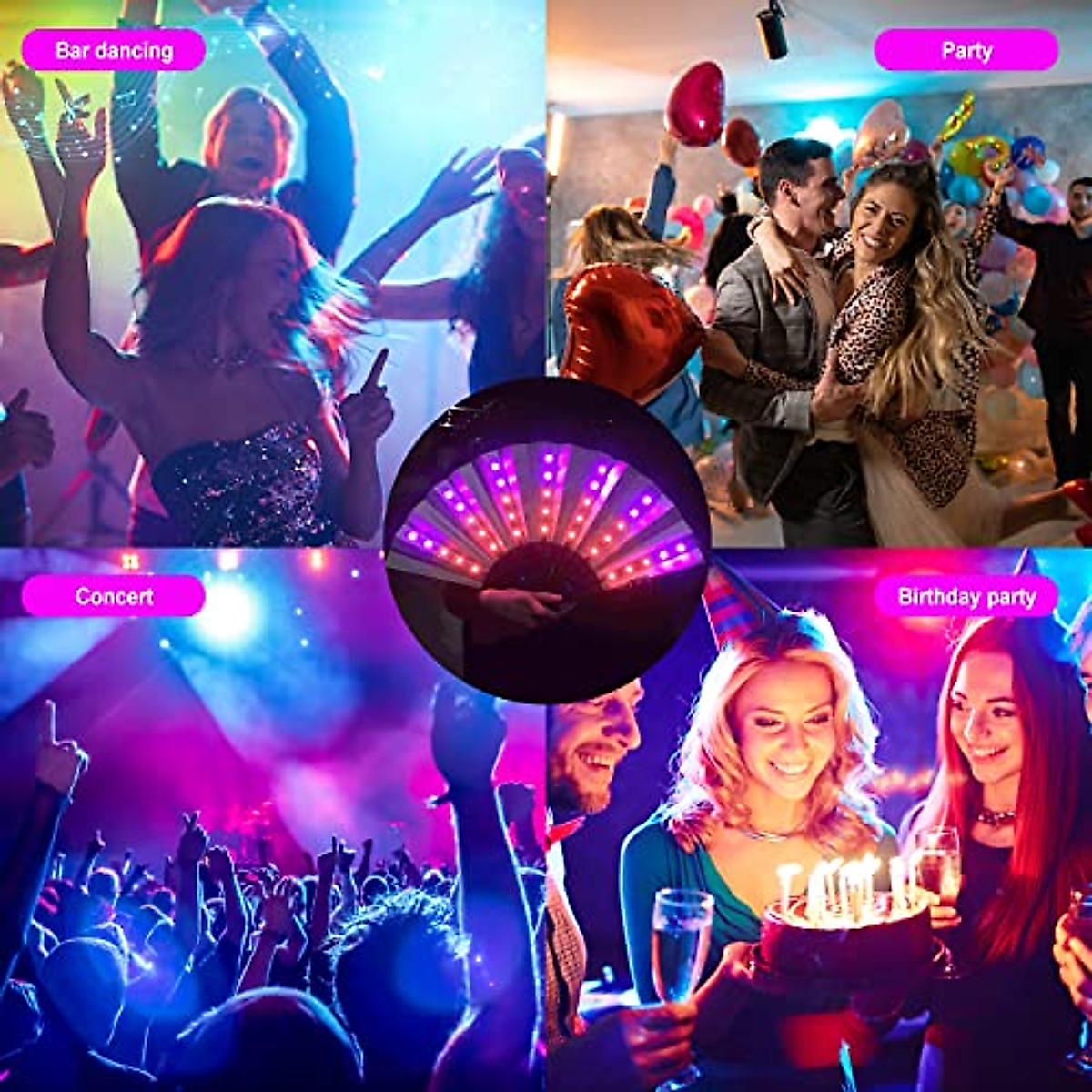 LATROVALE LED Folding Fan for Stage & Parties | Light Up Hand Fan