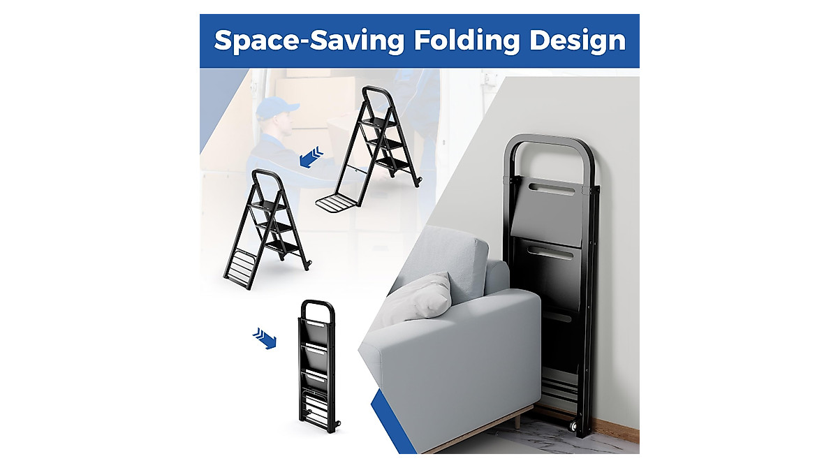 S AFSTAR 2-in-1 Folding Ladder & Hand Truck Combo - Heavy Duty 3-Step ...