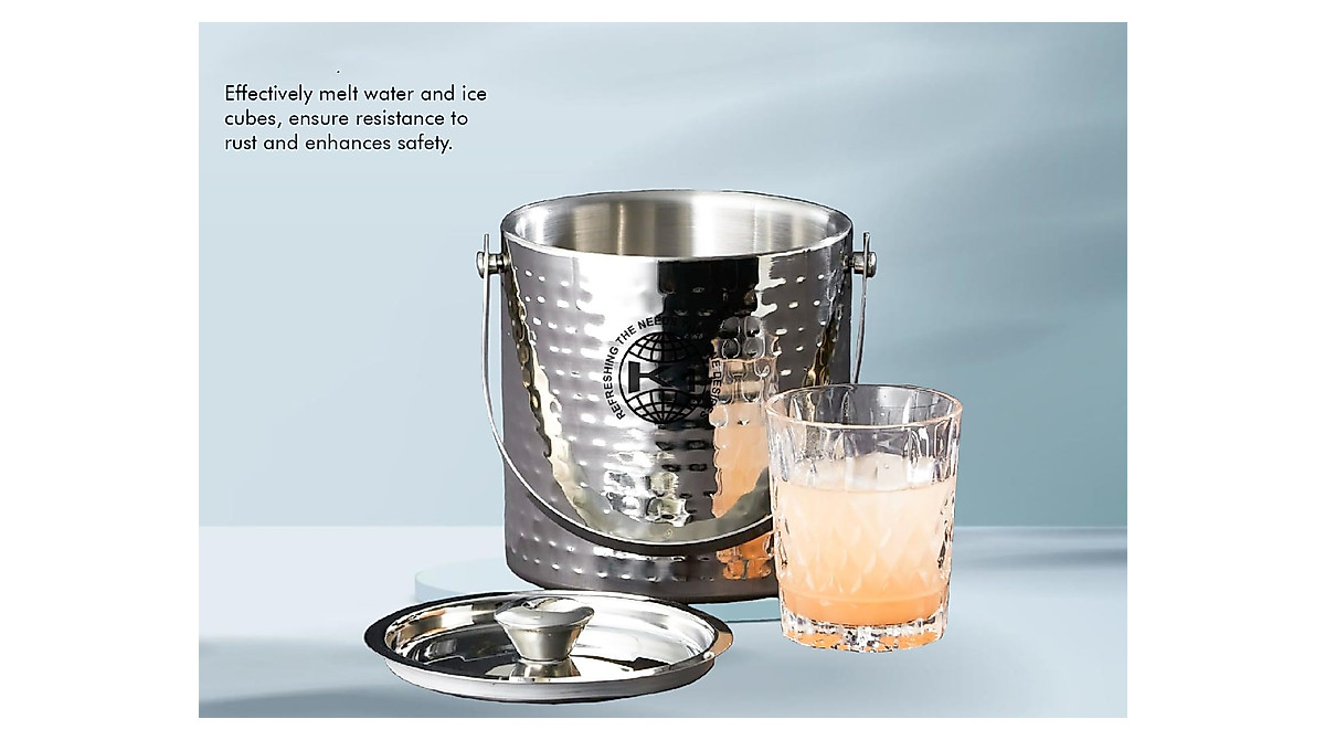 thumbnail image 2 of Stainless Steel Ice Bucket - Double Walled Insulated 3L/5L/7L Chrome Ice Container For Bar 2 of 12