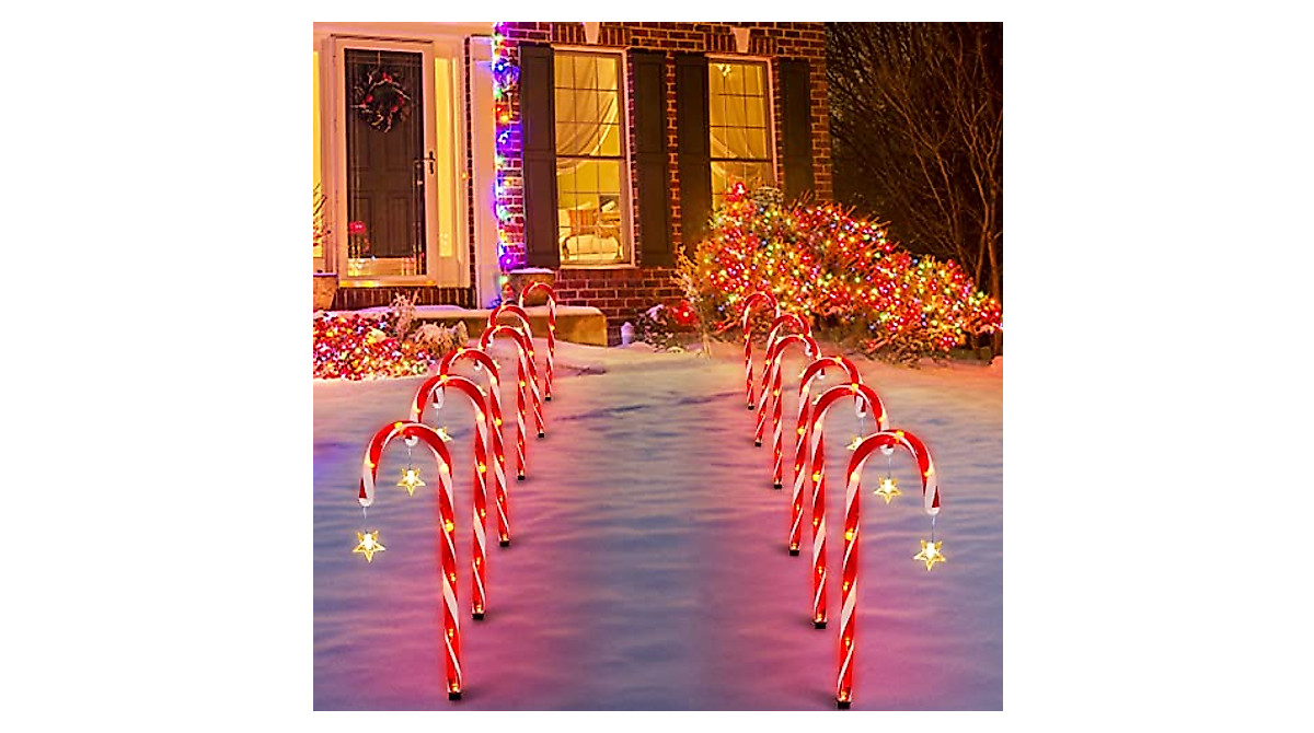 Christmas Candy Cane Pathway Lights - Solar Outdoor Decor | Turnmeon