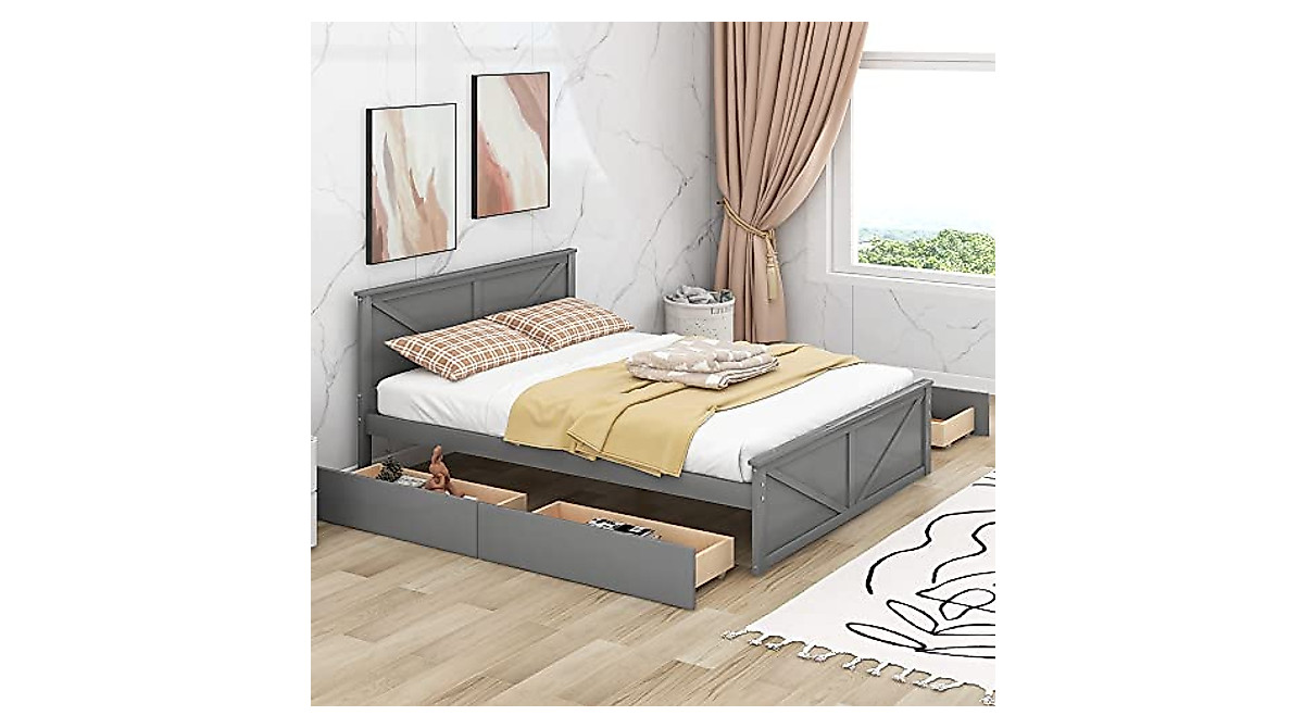 Harper & Bright Designs Queen Storage Bed with Drawers