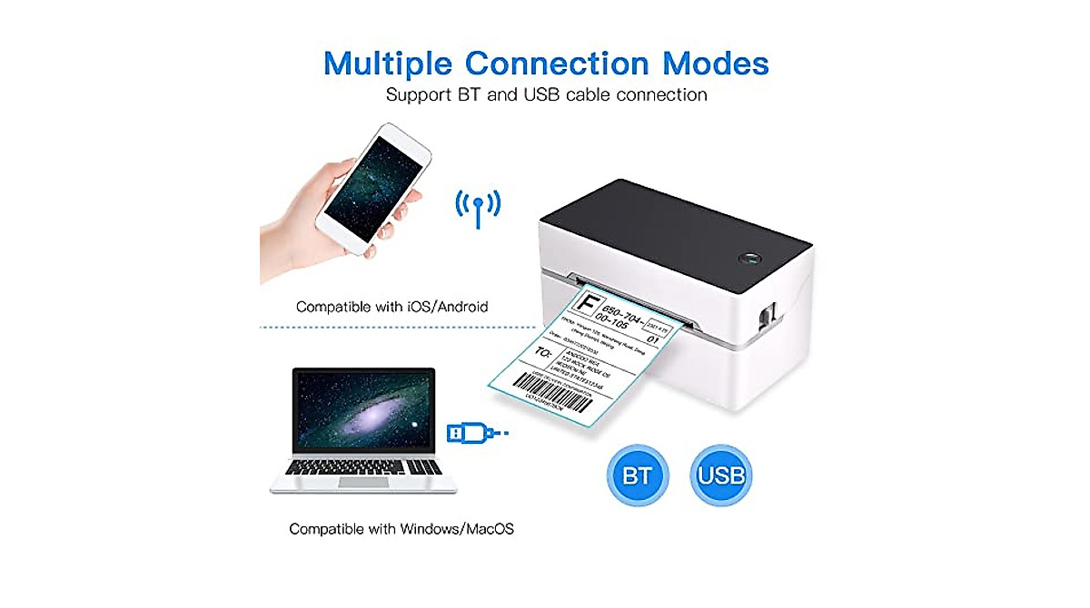 High-Speed Desktop Thermal Label Printer USB & BT for Shipping Labels