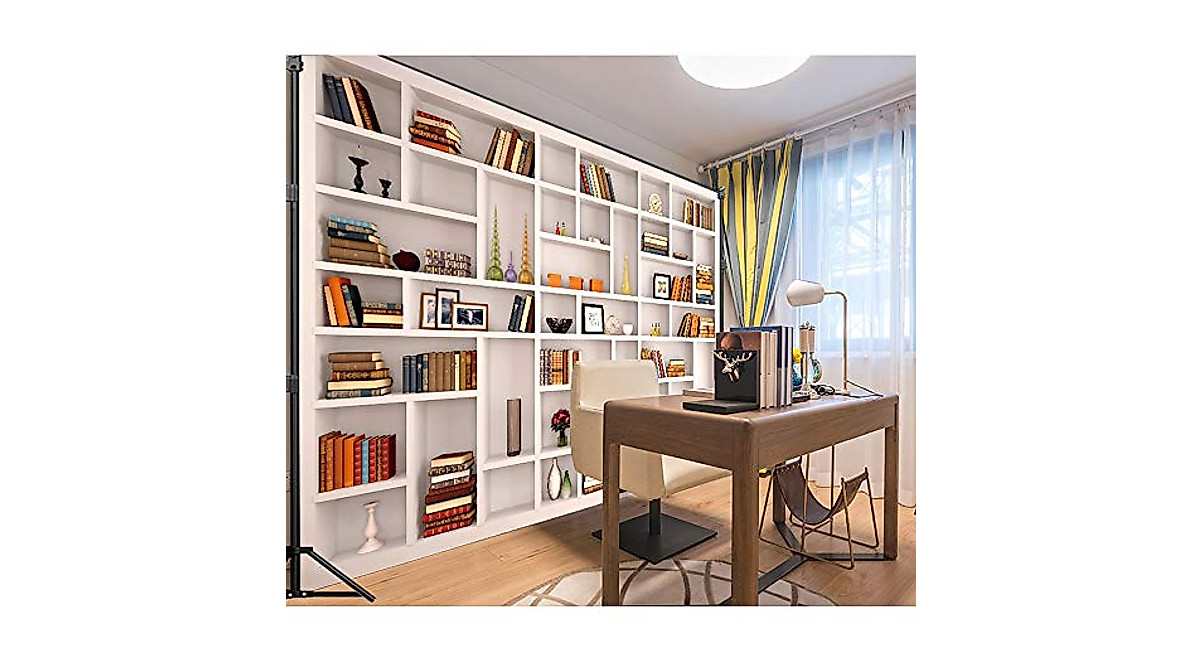 Maijoeyy 7x5ft White Bookshelf Backdrop for Zoom & Office