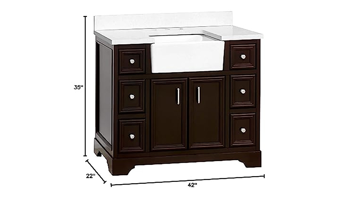 Kitchen Bath Collection Zelda 42-inch Farmhouse Vanity with Quartz Sink
