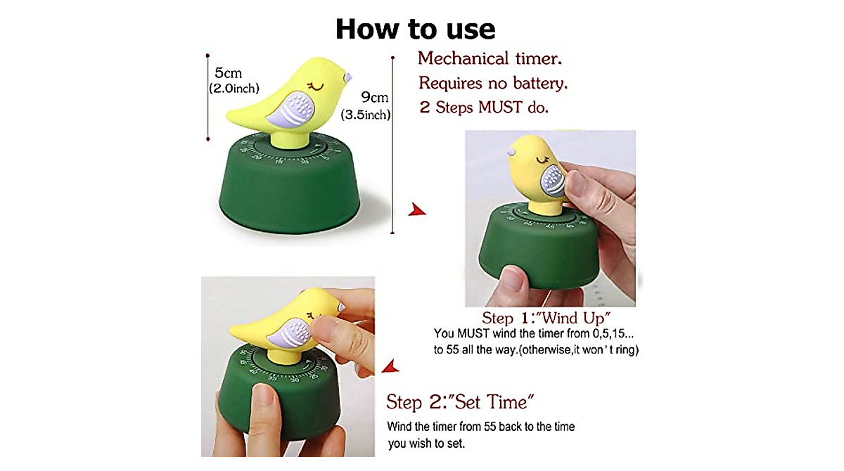 NUOSWEK Cute Bird Timer - 60 Minute Countdown Timer