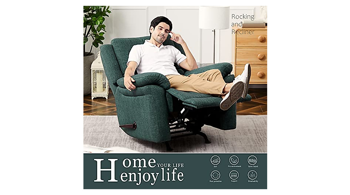 Limare Green Rocker Recliner: Comfy Push Back & Glider