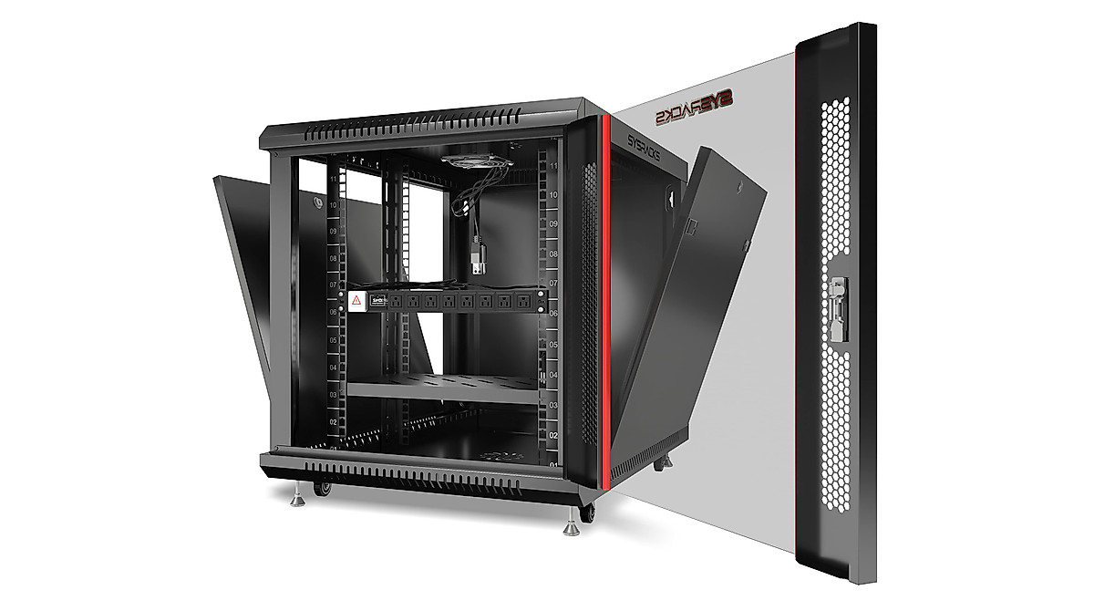 Secure 12U Server Rack with Powerbar, Caster & Cooling | Sysracks
