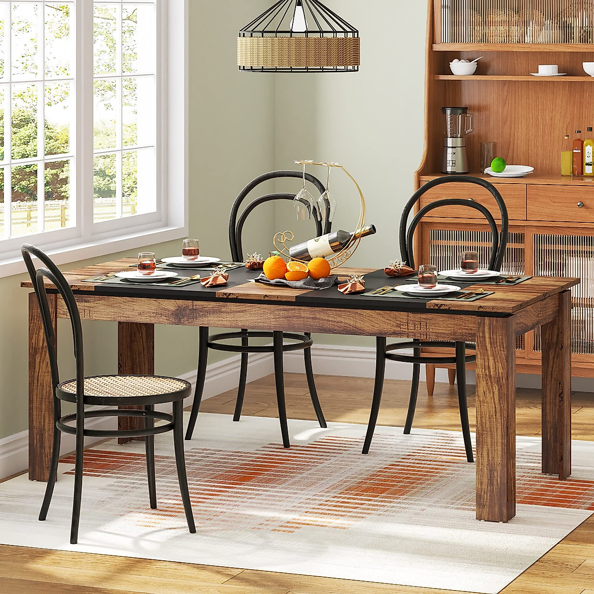 Tribesigns Rustic Dining Table for Family & Friends | 71-Inch Table