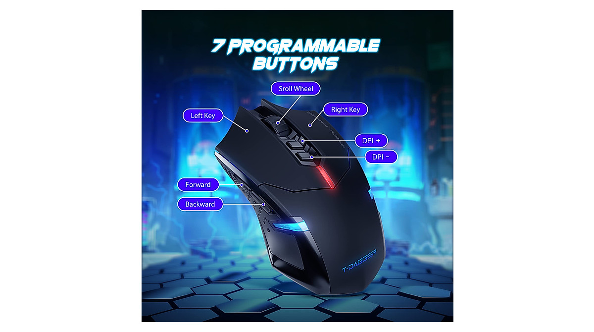 T-DAGGER Wireless Gaming Mouse - Ergonomic & Silent Design