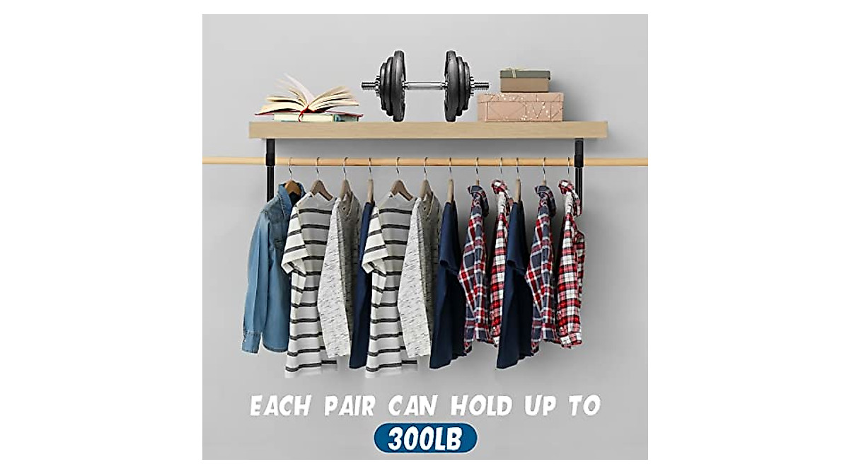 Nuogo Heavy Duty Closet Rod Brackets - Strong & Durable Storage Solution