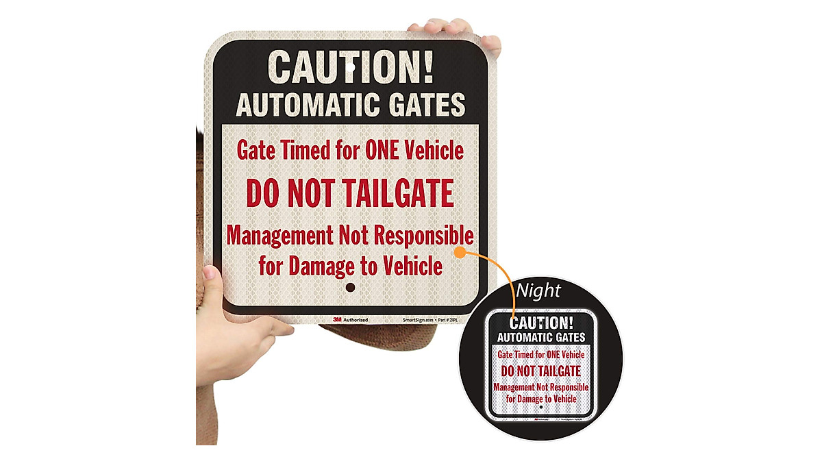 SmartSign Caution Automatic Gates Sign 12x12 Reflective Aluminum Durable