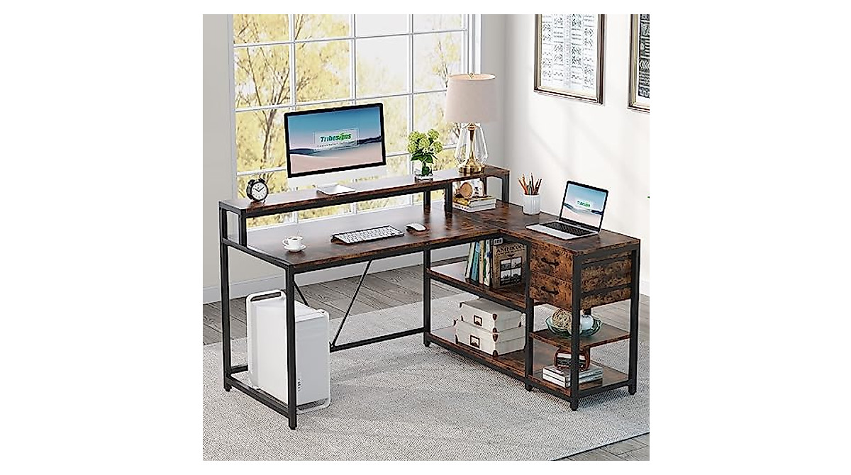 Tribesigns Reversible L Shaped Desk for Home Office