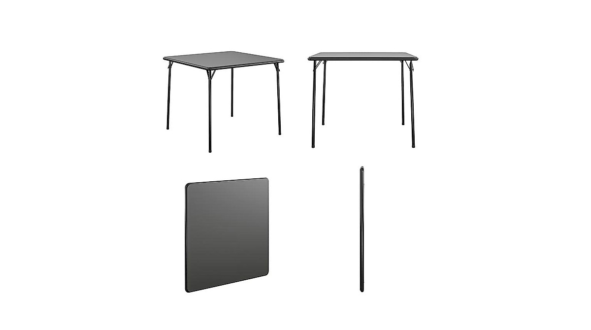 34 Inch Square Resin Folding Table, Gray - Portable Fold-in-Half Table For Indoor/Outdoor