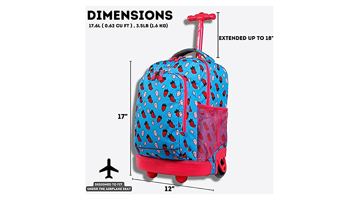 J World Sunny Rolling Backpack for Kids & Adults - Versatile & Durable