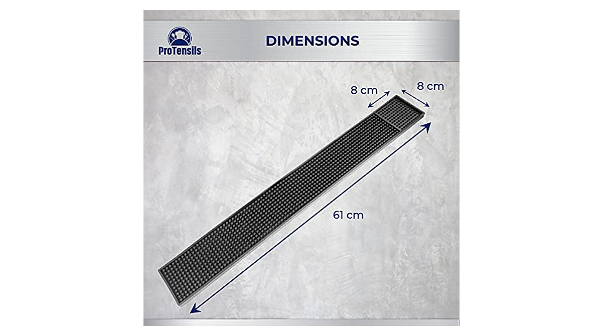ProTensils Black Rubber Bar Mat - 2 Pack for Spill Control