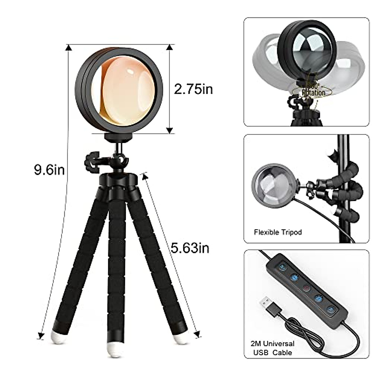 XEBKOR Multicolor Sunset Lamp Projector - 360° Control