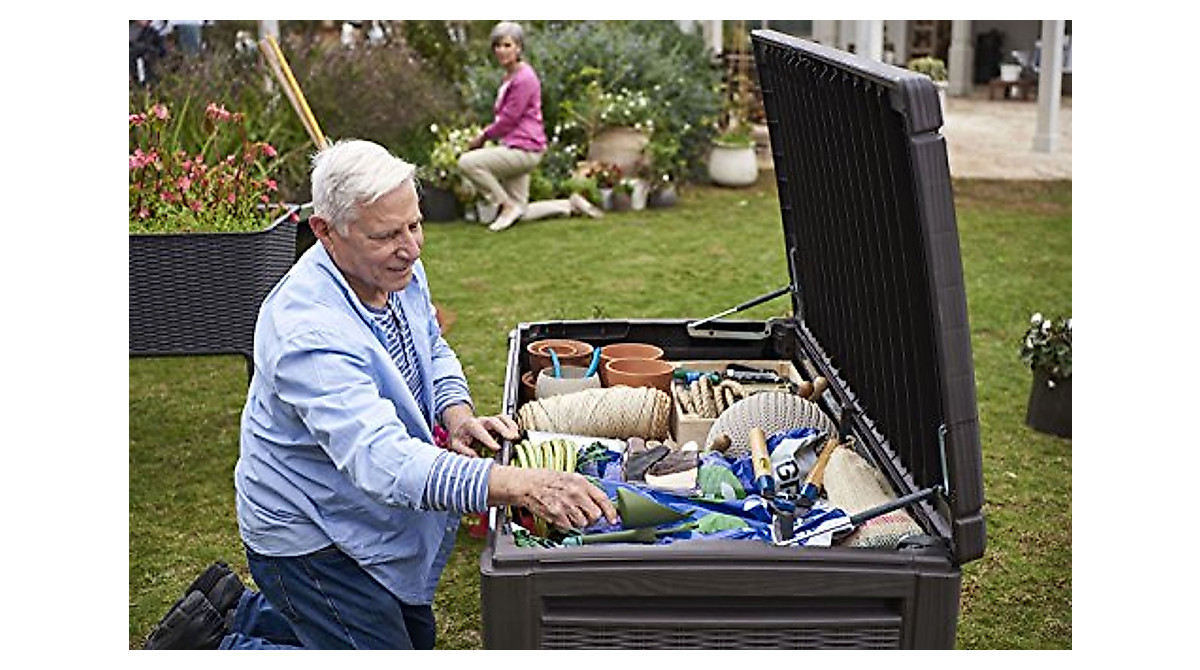 Keter Sumatra 135-Gallon Rattan Deck Box – Stylish Outdoor Storage ...