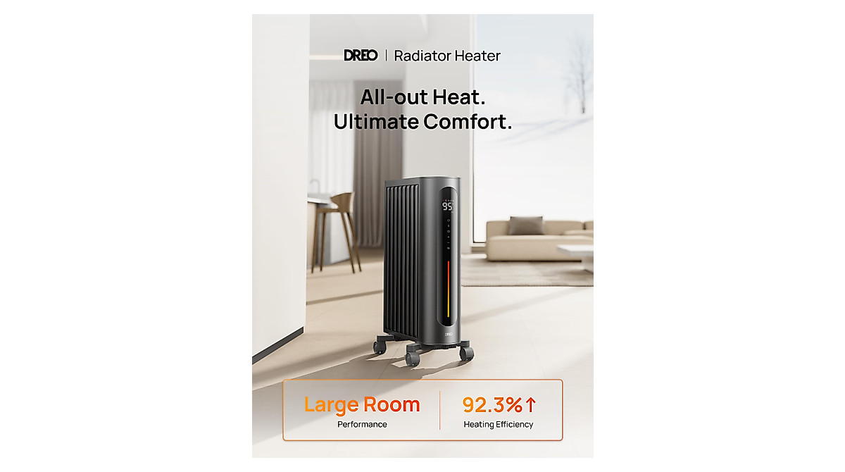 Dreo Oil Filled Radiator Heater 1500W for Large Rooms - Smart Safety ...