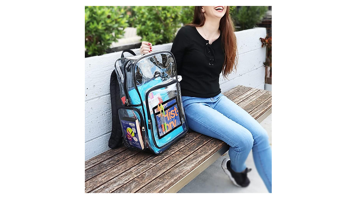 J.CARP Heavy Duty Clear Backpack - See Through Transparent Bag With Laptop Sleeve - View #12
