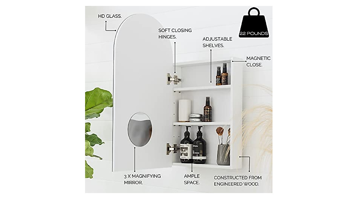 Elegant Arched Bathroom Medicine Cabinet with Mirror | Modern Storage