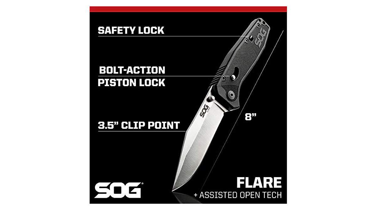 SOG Flare Folding Knife - Fast Assisted Opening EDC