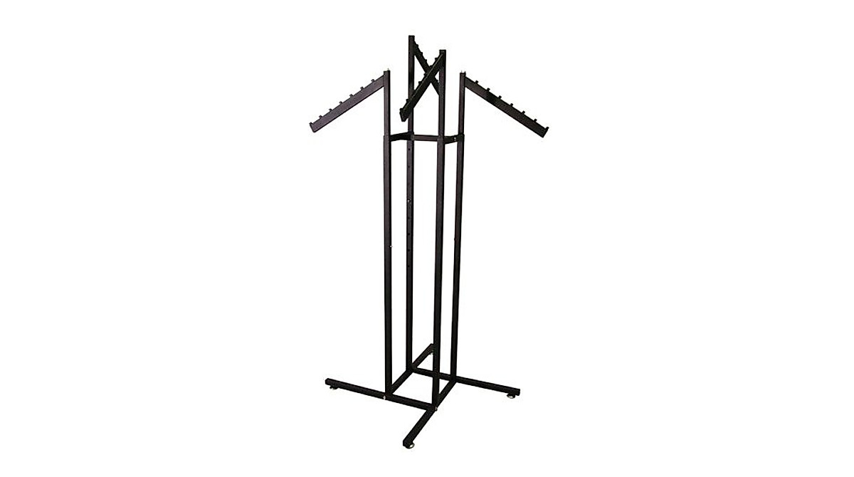 Textured Black 4-Way Rack w/ Slant Arms for Retail Display