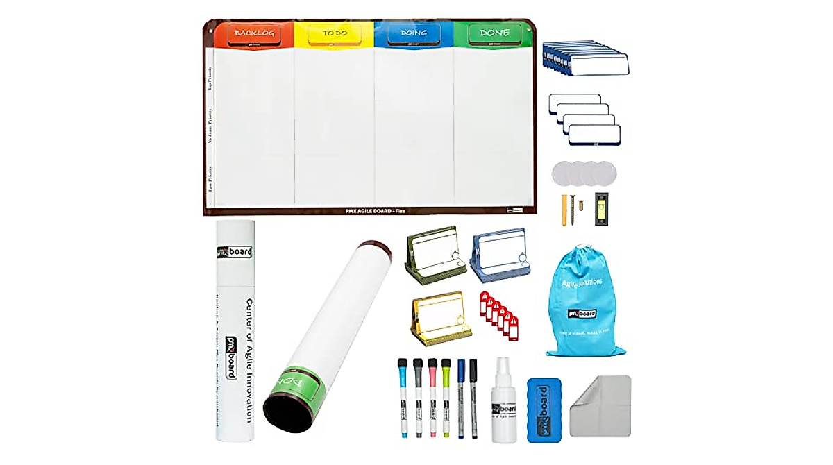 pmxboard Magnetic Kanban & Scrum Board Kit - Agile Ready
